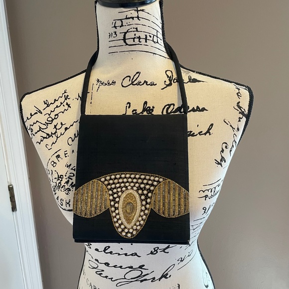 Vintage Kane M silk beaded bag - Picture 2 of 8